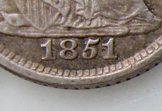 1851 O half dime close up of date - 1.jpg