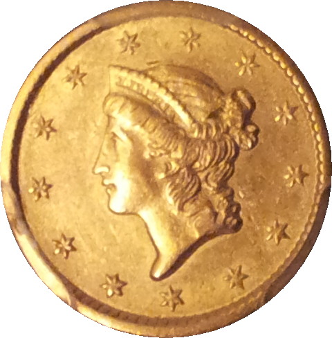 1851 USA Gold One Dollar AU55 Obv.JPG