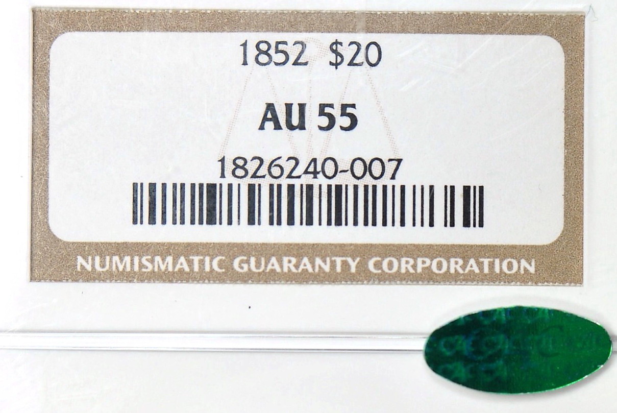1852 $20 AU55 obv. CAC.jpg