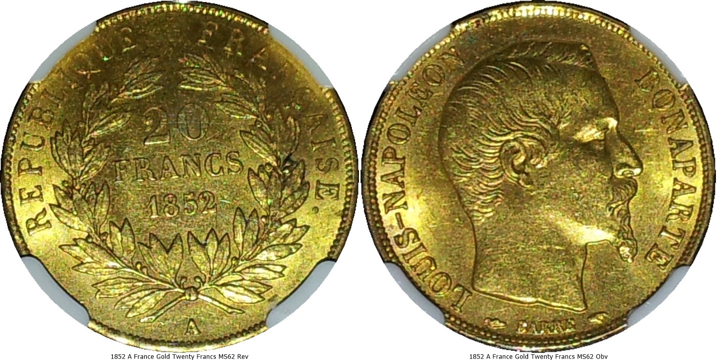 1852 A France Gold Twenty Francs MS62-tile.jpg