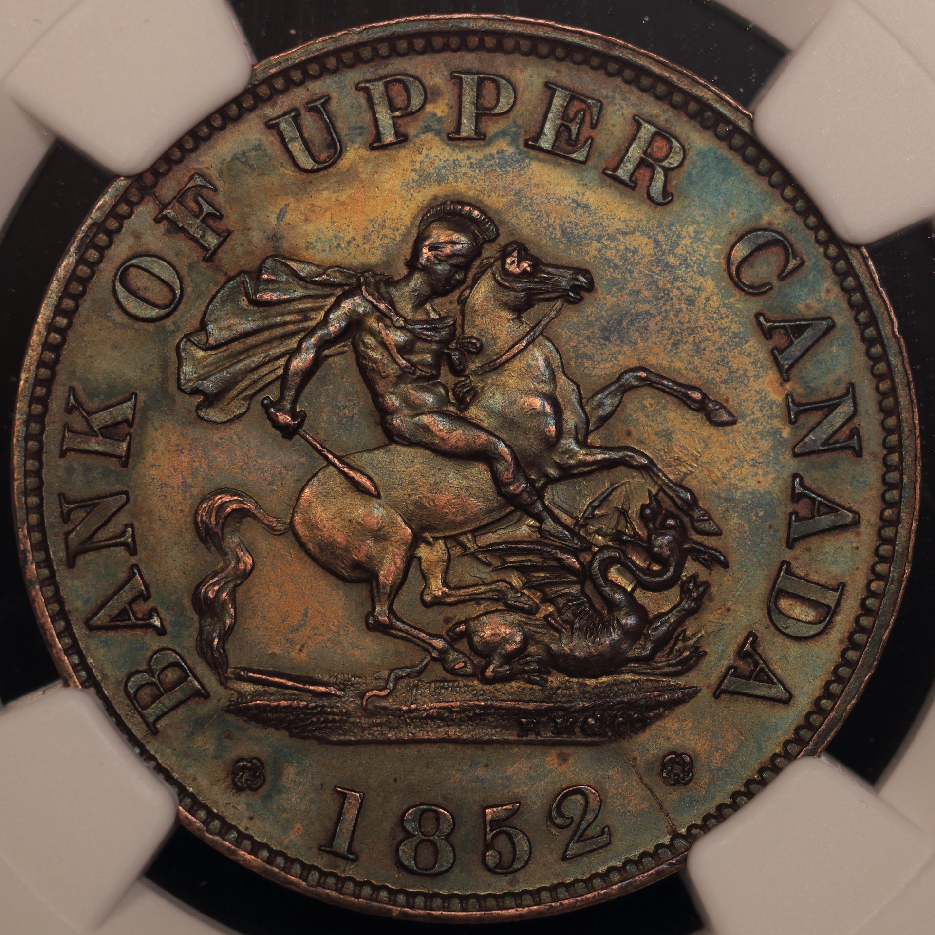 1852 Canada Halfpenny PC-5B1 Royal Mint Bank of Canada MS-63 BN 28440070011 Obv..JPG