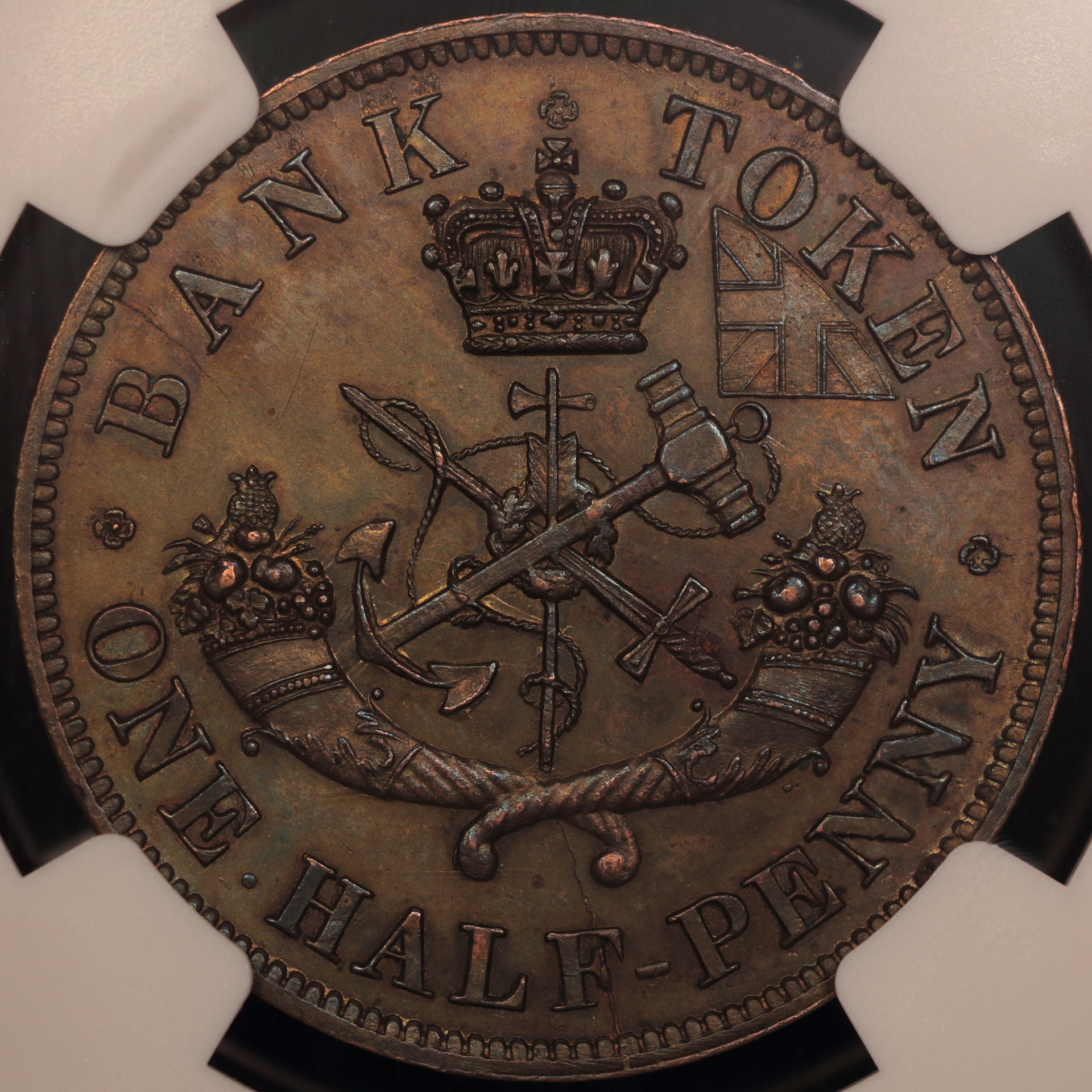 1852 Canada Halfpenny PC-5B1 Royal Mint Bank of Canada MS-63 BN 28440070011 Rev..JPG