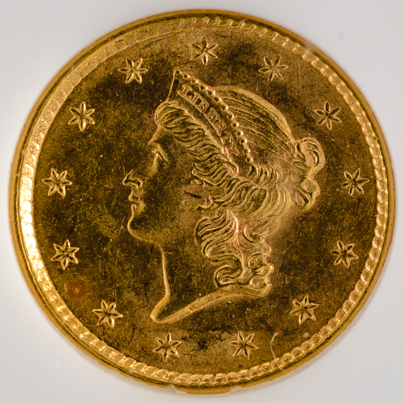 1852 $G$1 GOLD DOLLAR TYPE 1 NGC AU55 127444-009 CAC gold Obv Closeup.jpg