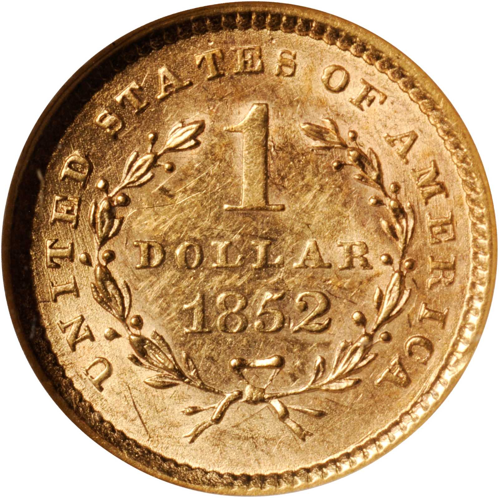 1852 $G1 GOLD DOLLAR TYPE 1 NGC AU55 127444-009 CAC gold Rev Closeup.jpg