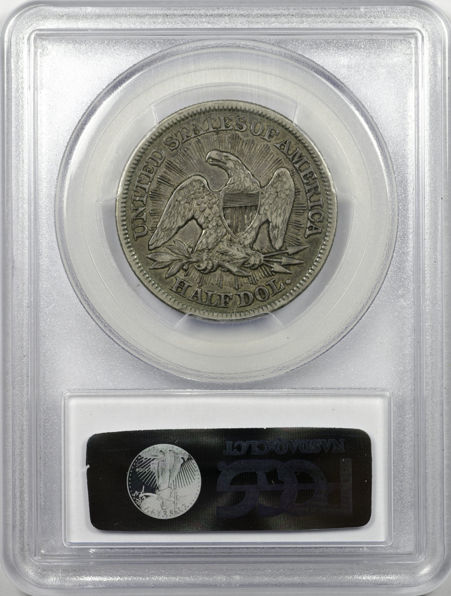 1853 50C HALF DOLLAR - SEATED LIBERTY, ARROWS & RAYS PCGS XF40 28660272 CAC Rev Slab.JPG