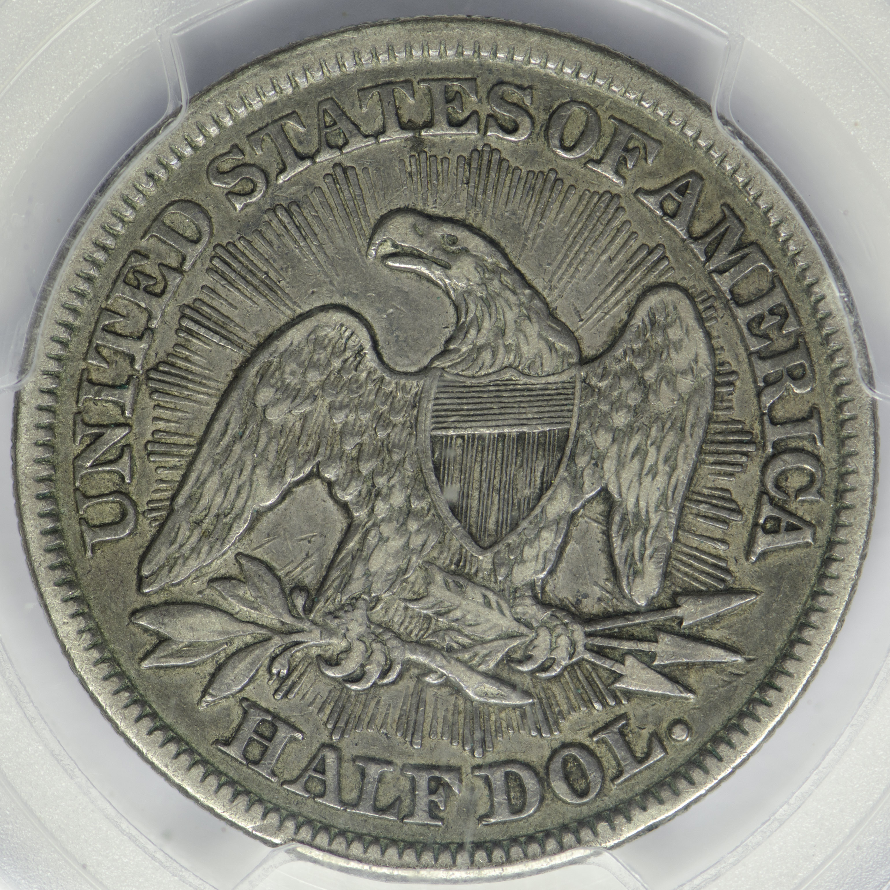 1853 HALF DOLLAR - SEATED LIBERTY, ARROWS & RAYS PCGS ARROWS & RAYS CAC Rev closeup f5.6 105mm.jpg