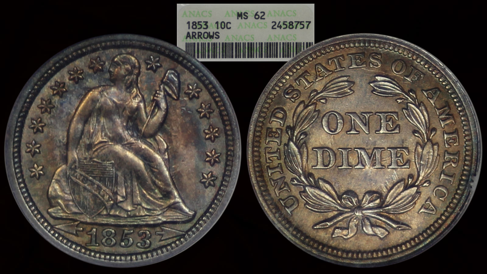 1853 Seated Liberty Dime ANACS MS62.jpg