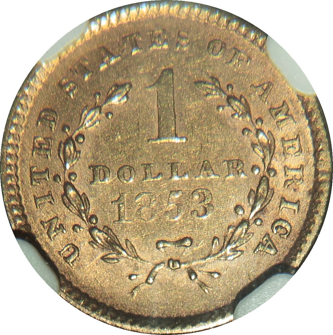 1853 USA Gold Dollar Liberty Head Type 1 Rev.JPG