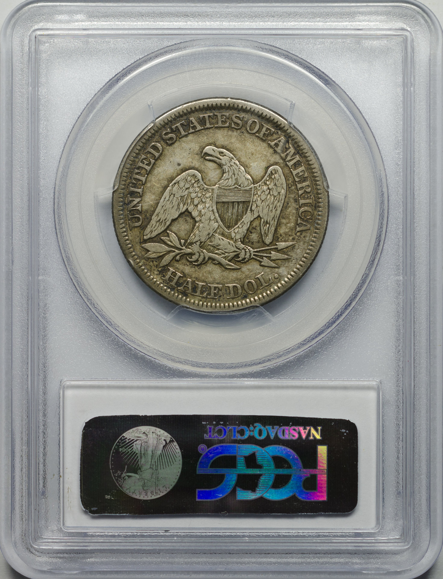 1854 50C HALF DOLLAR - SEATED LIBERTY, NO MOTTO ARROWS PCGS VF35 27876489 CAC Rev Slab.jpg