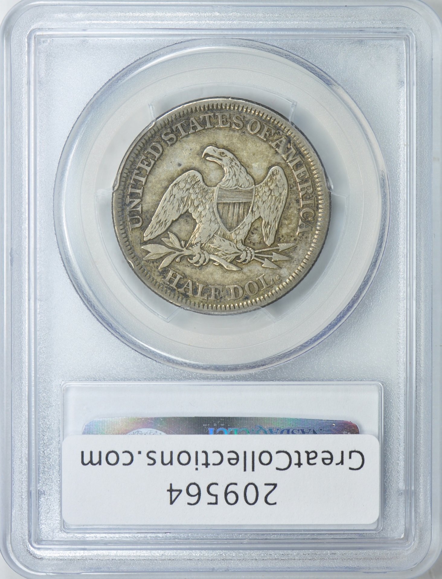 1854 50C SEATED LIBERTY HALF DOLLAR ARROWS PCGS VF35 27876489 CAC Rev Slab GC.jpg