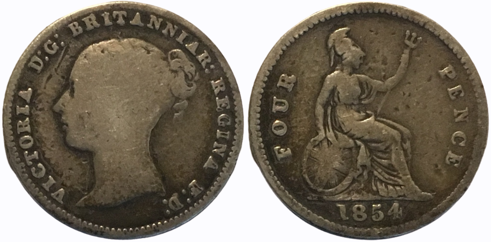 1854 CE 4 Pence Queen Victoria S1 Combined.png