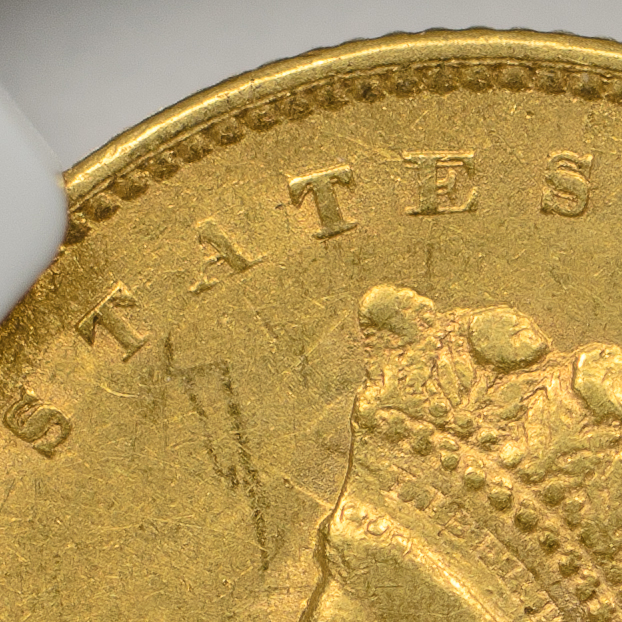 1854 G$1 GOLD DOLLARS - TYPE 2 NGC AU55 3655716-005 CAC Obv Closeup detail.jpg