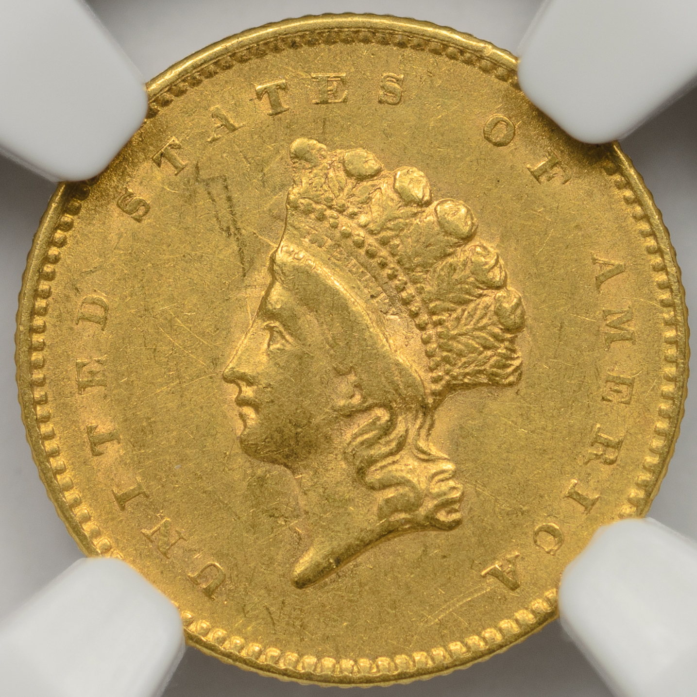 1854 G$1 GOLD DOLLARS - TYPE 2 NGC AU55 3655716-005 CAC Obv Closeup.jpg