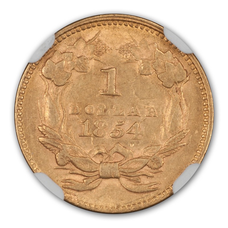 1854 $G$1 GOLD DOLLARS - TYPE 2 NGC AU55 3655716-005 CAC Rev Closeup Seller.jpg