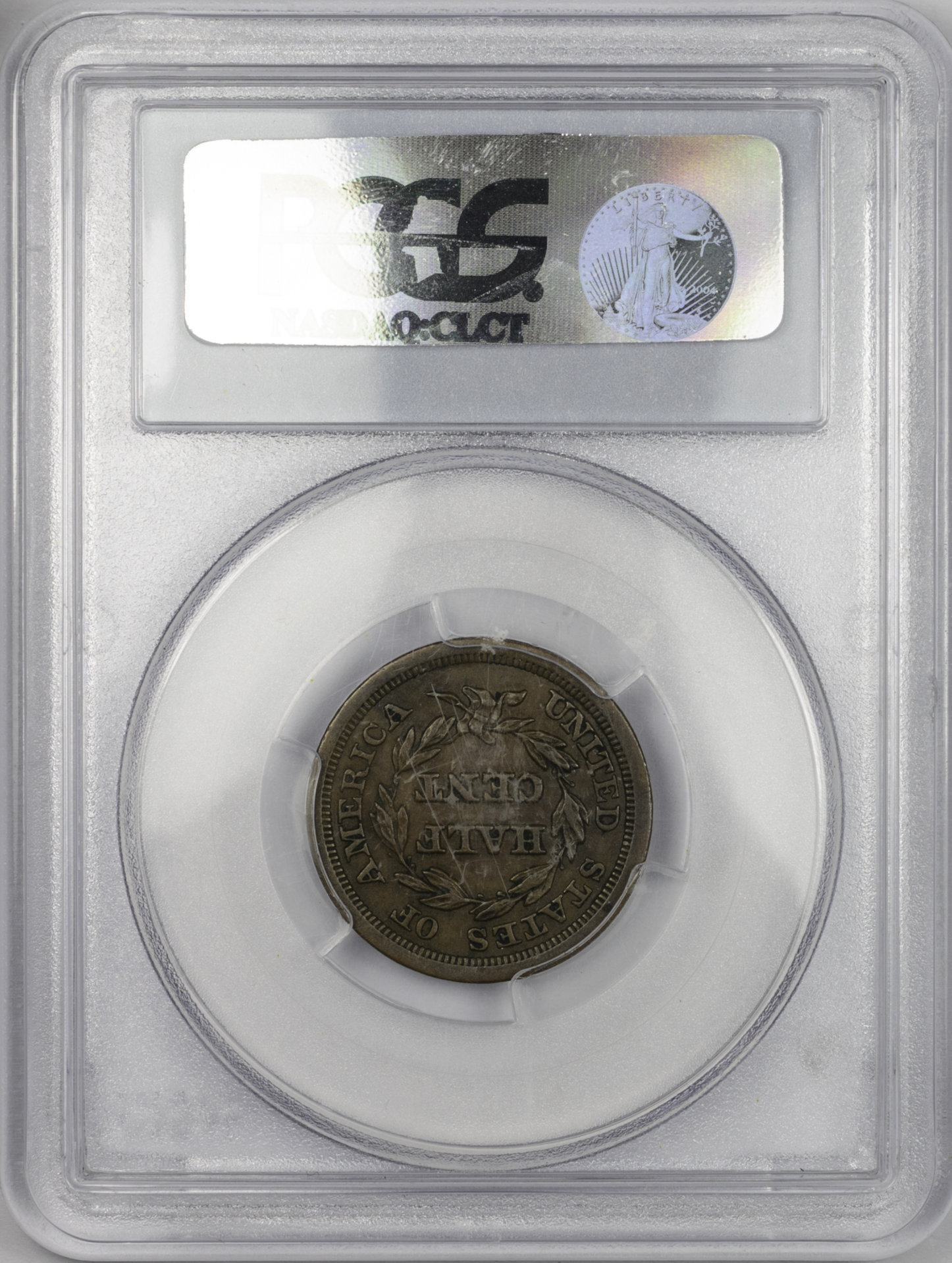 1854 H1C HALF CENT - CORONET, BRAIDED HAIR C-1 PCGS AU50BROWN 24081892 CAC rEV Slab.jpg