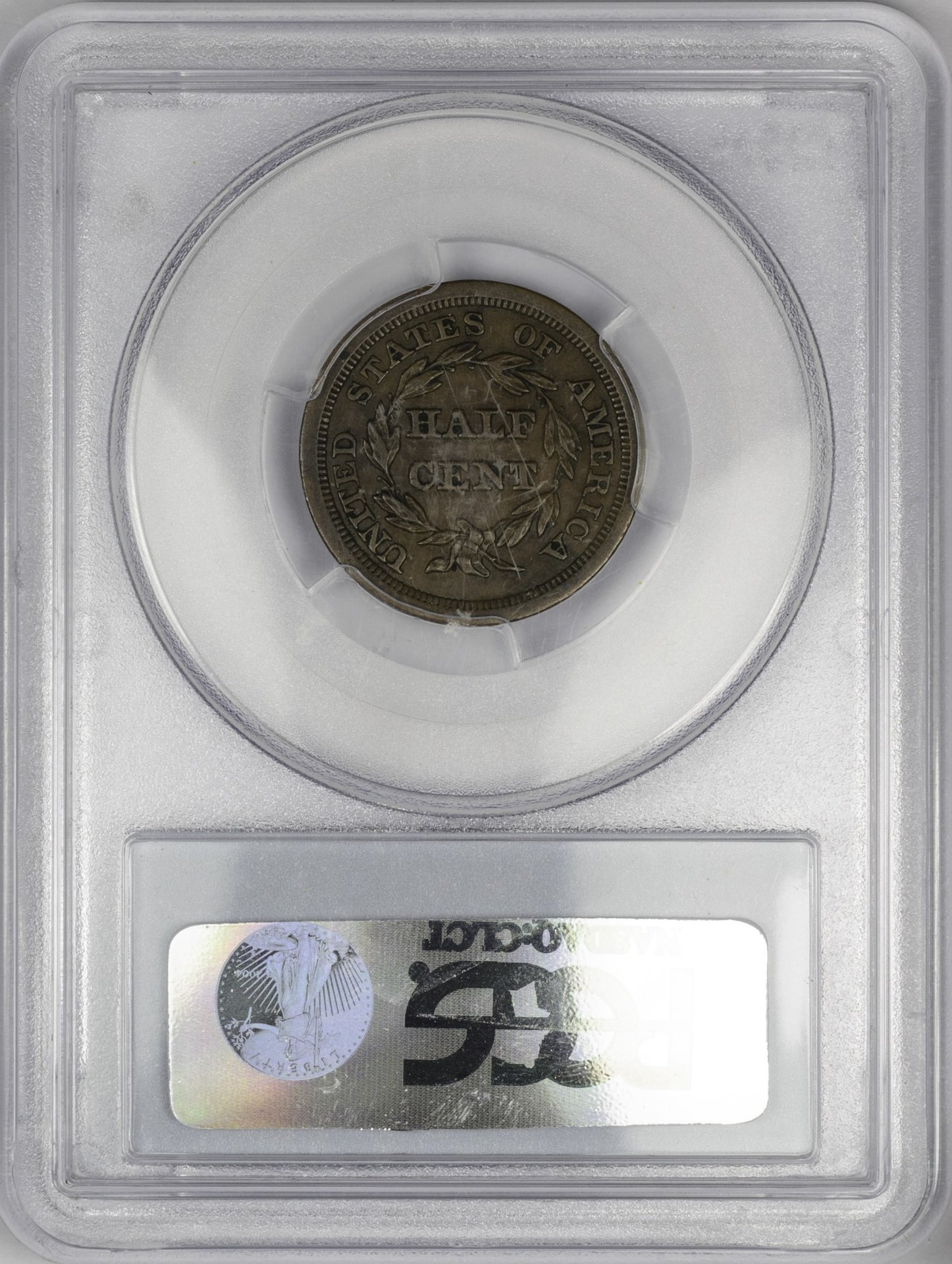1854 H1C HALF CENT - CORONET, BRAIDED HAIR C-1 PCGS AU50BROWN 24081892 CAC rEV Slab.jpg