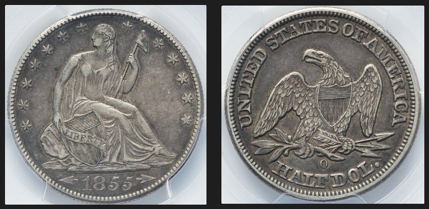 1855-O PCGS XF45 CAC both sides.jpg