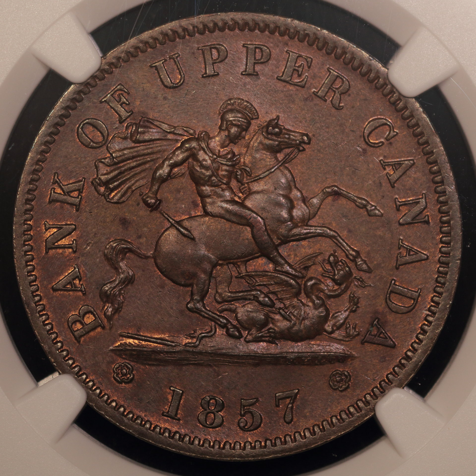 1857 Canada Penny PC-6D Bank of Canada MS-63 BN 2844007012 Obv..JPG
