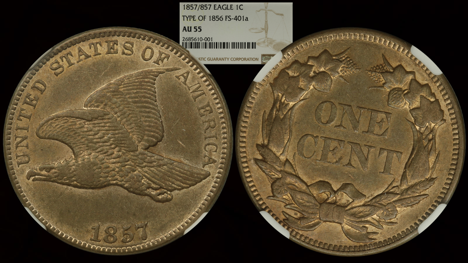1857 Flying Eagle NGC AU55 Snow-1.jpg