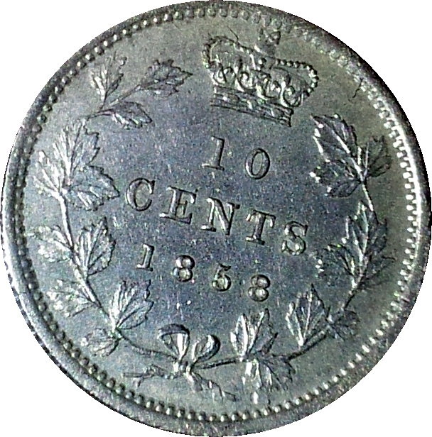 1858 Canada Ten Cents EF40 Rev.JPG