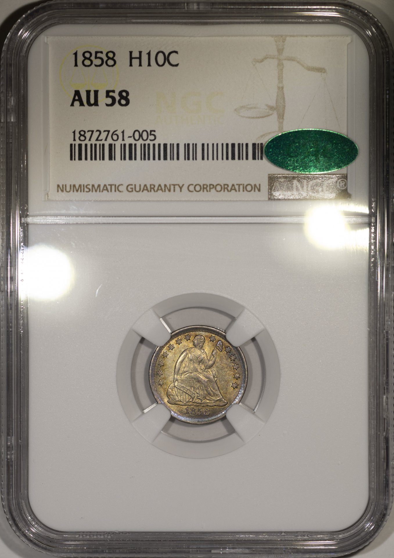 1858 HALF DIME SEATED LIBERTY, STARS OBVERSE NGC AU58 1872761-005 CAC Obv Slab New Macro.jpg