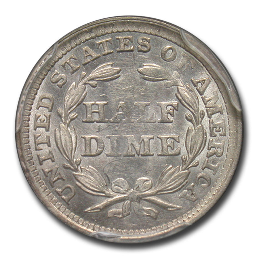 1858 Inverted date half dime PCGS MS62 REV.png
