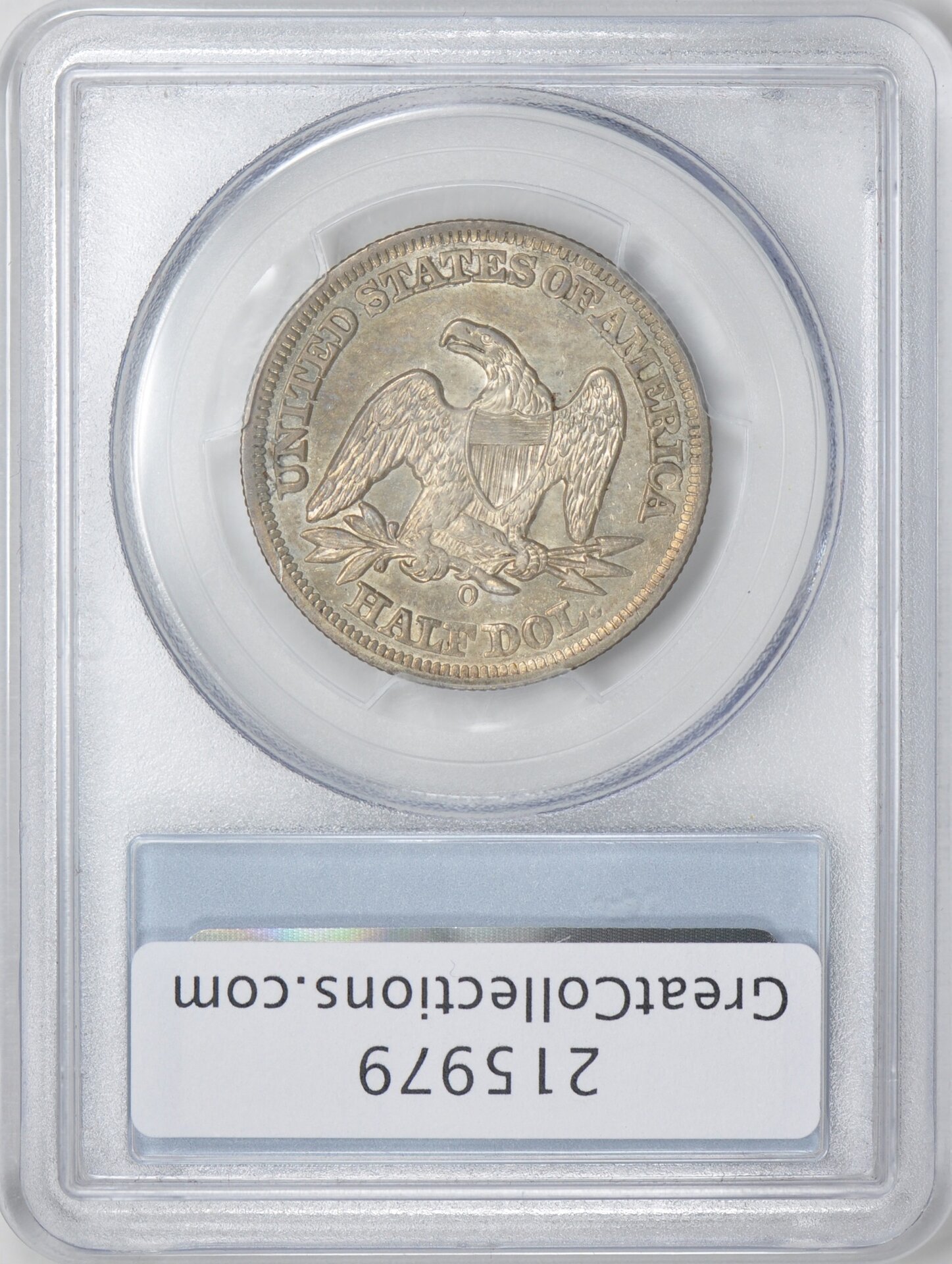 1858 O 50C HALF DOLLAR - SEATED LIBERTY, NO MOTTO PCGS AU50 24007191 CAC Rev Slab GC.jpg