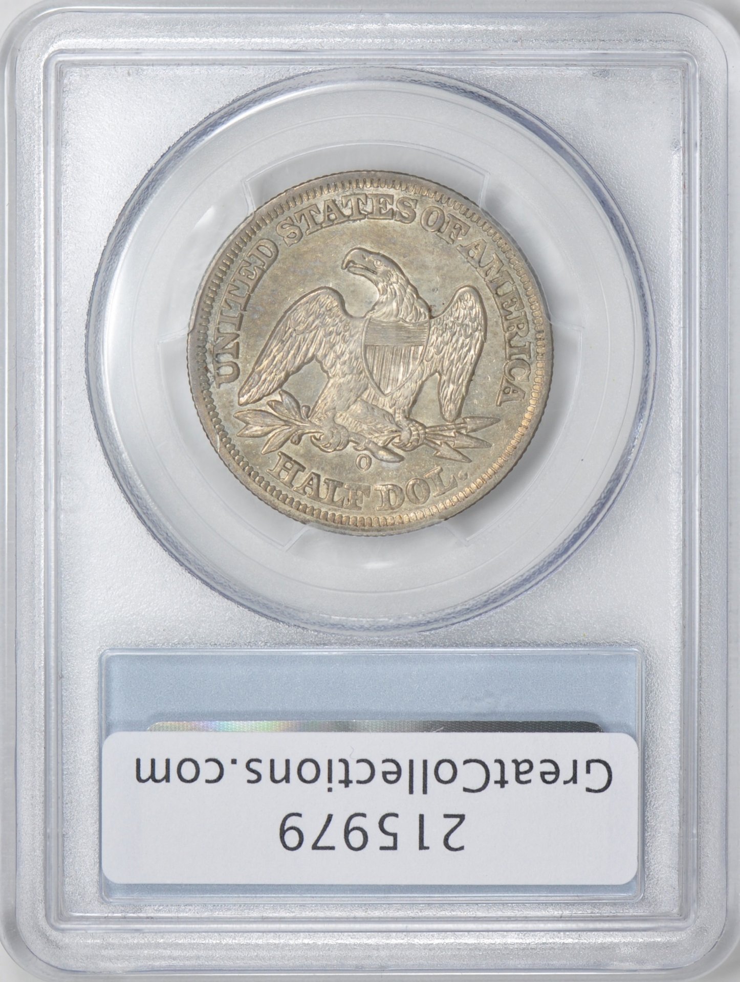 1858 O 50C HALF DOLLAR - SEATED LIBERTY, NO MOTTO PCGS AU50 24007191 CAC Rev Slab GC.jpg