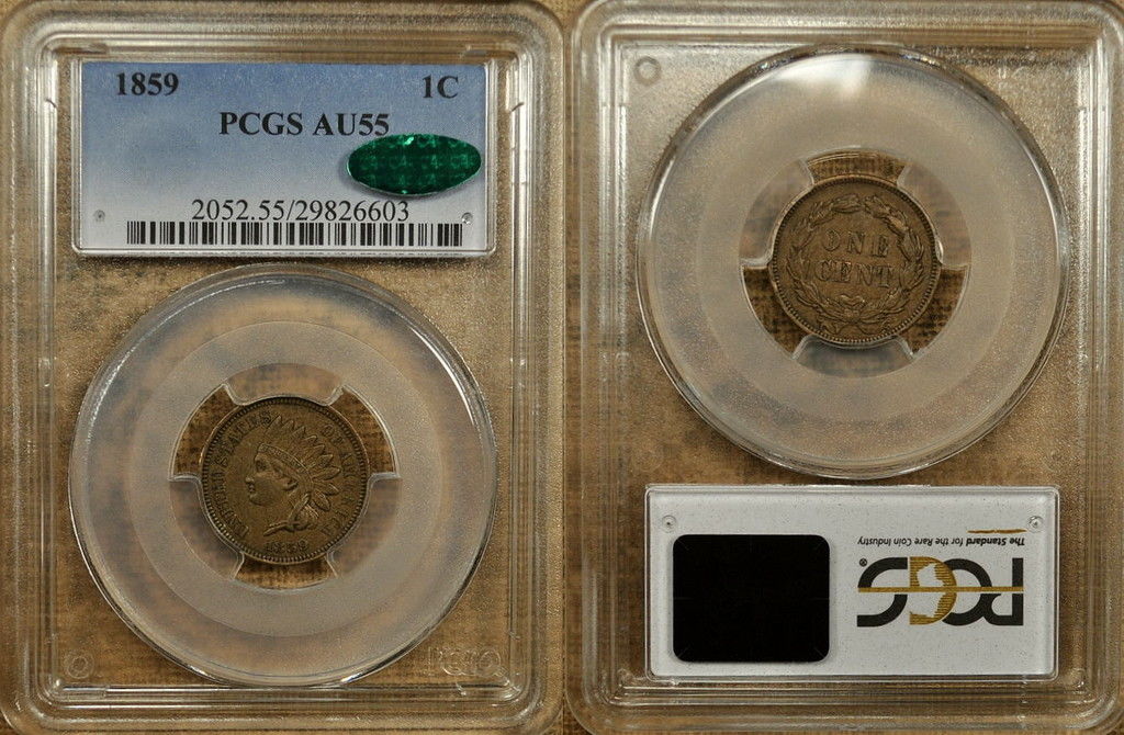 1859 1C CENT - INDIAN HEAD, COPPER-NICKEL PCGS AU55 29826603 CAC Slab Seller.JPG