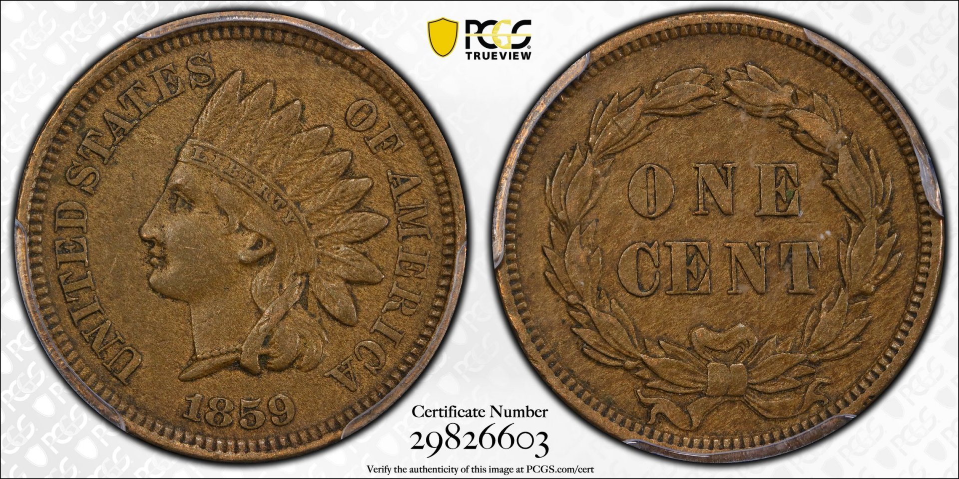 1859 1C Cent - Indian Head, Copper-Nickel PCGS AU55 29826603 CAC TrueView Full.jpg