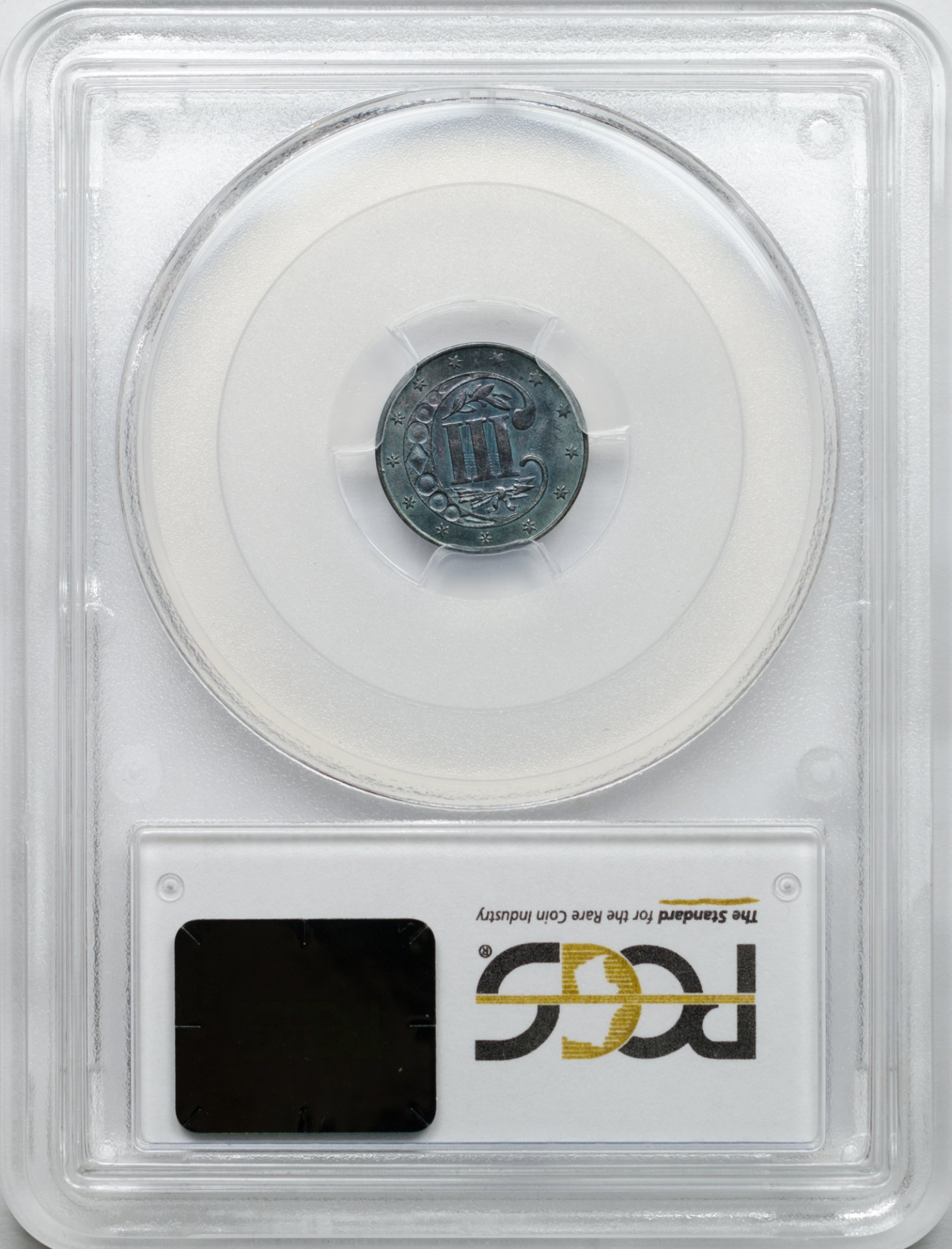 1860 3CS MS64 PCGS 30518460 Rev Slab.jpeg