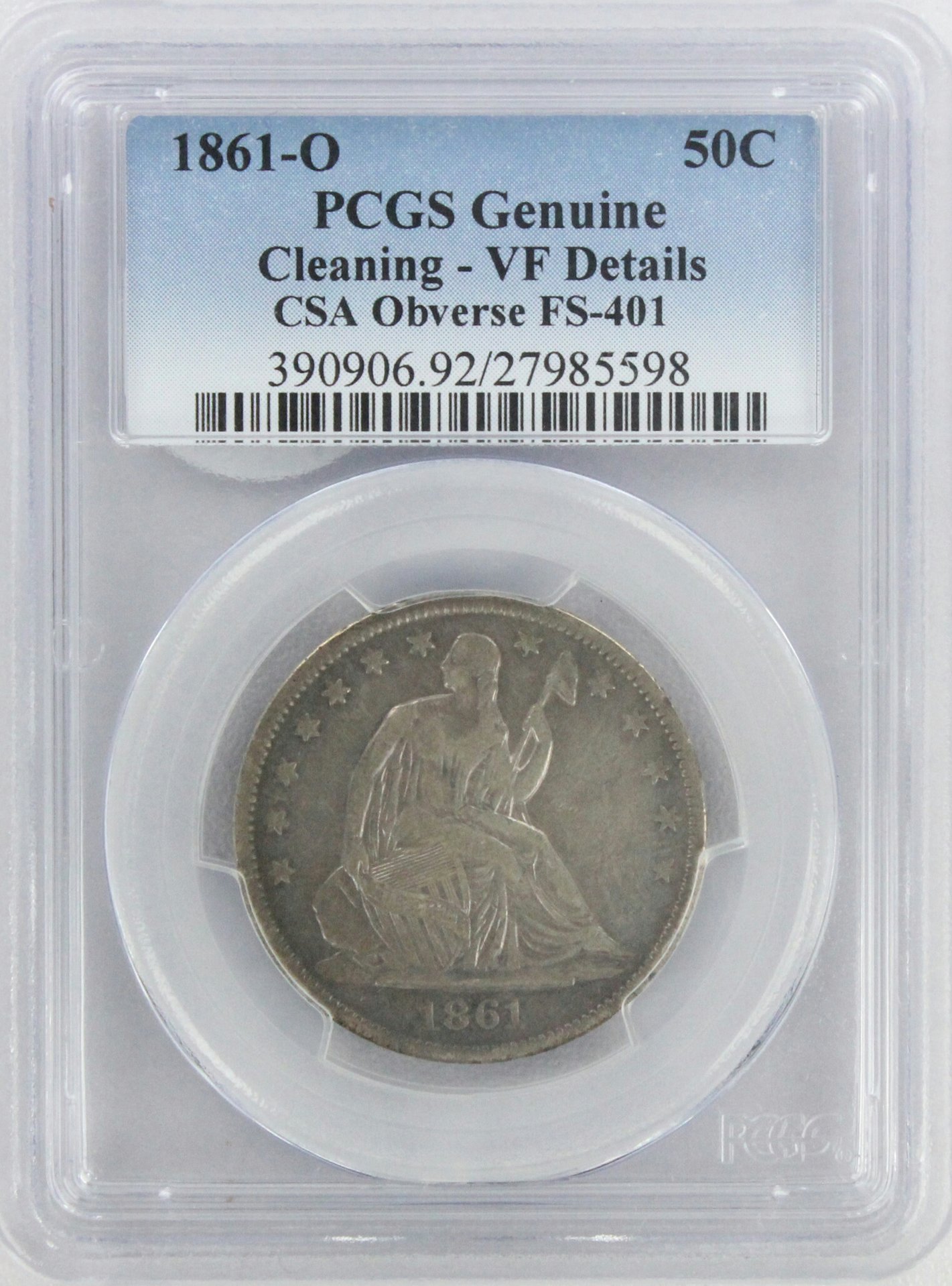 1861-O_SEATED_HALF_PCGS_GENUINE_(CLEANING_-_VF_DETAILS)_CSA_OBV_FS-401_OBV-1.jpg