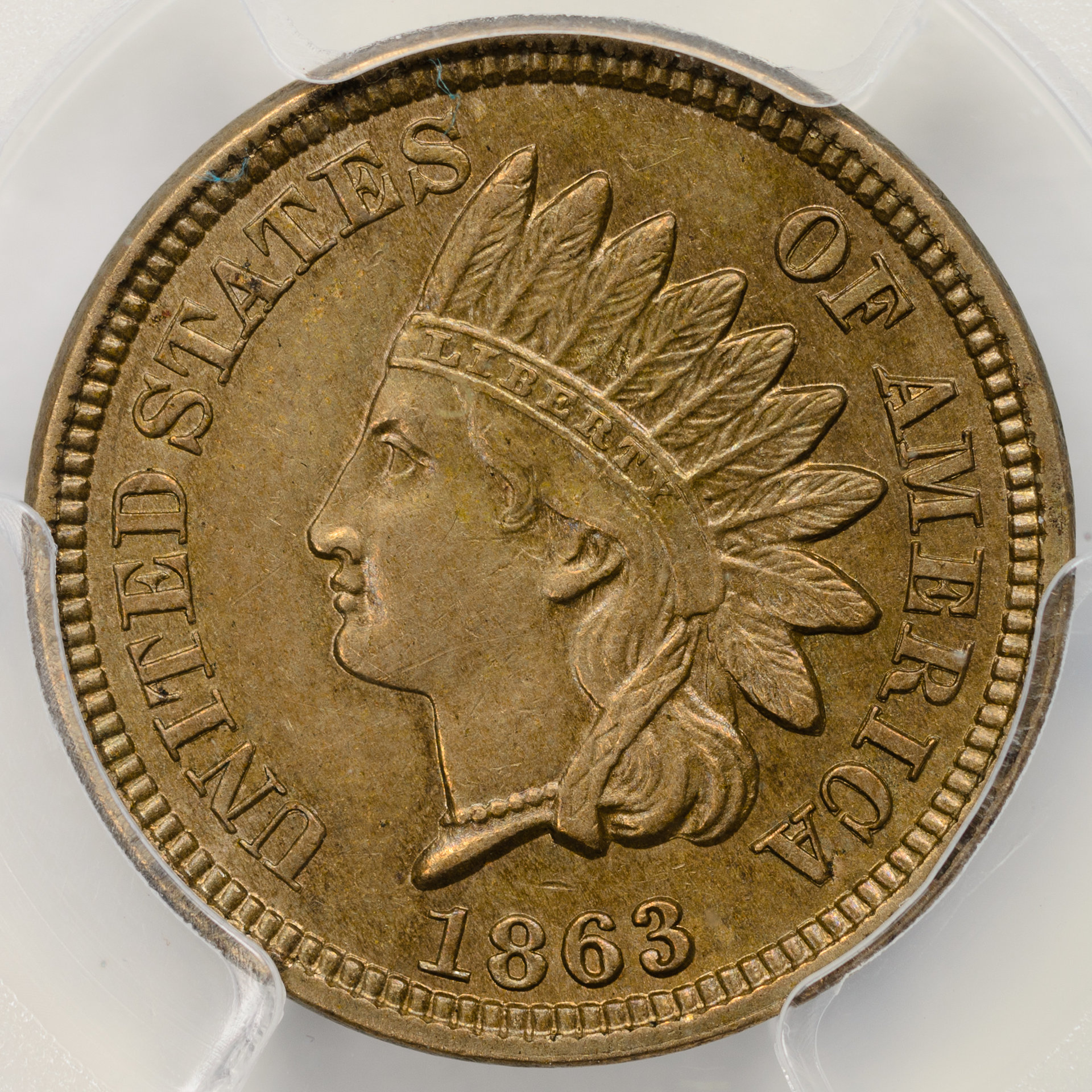 1863 1C CENT - INDIAN HEAD, COPPER-NICKEL WITH SHIELD PCGS MS62 29758223 CAC Obv Closeup.jpg