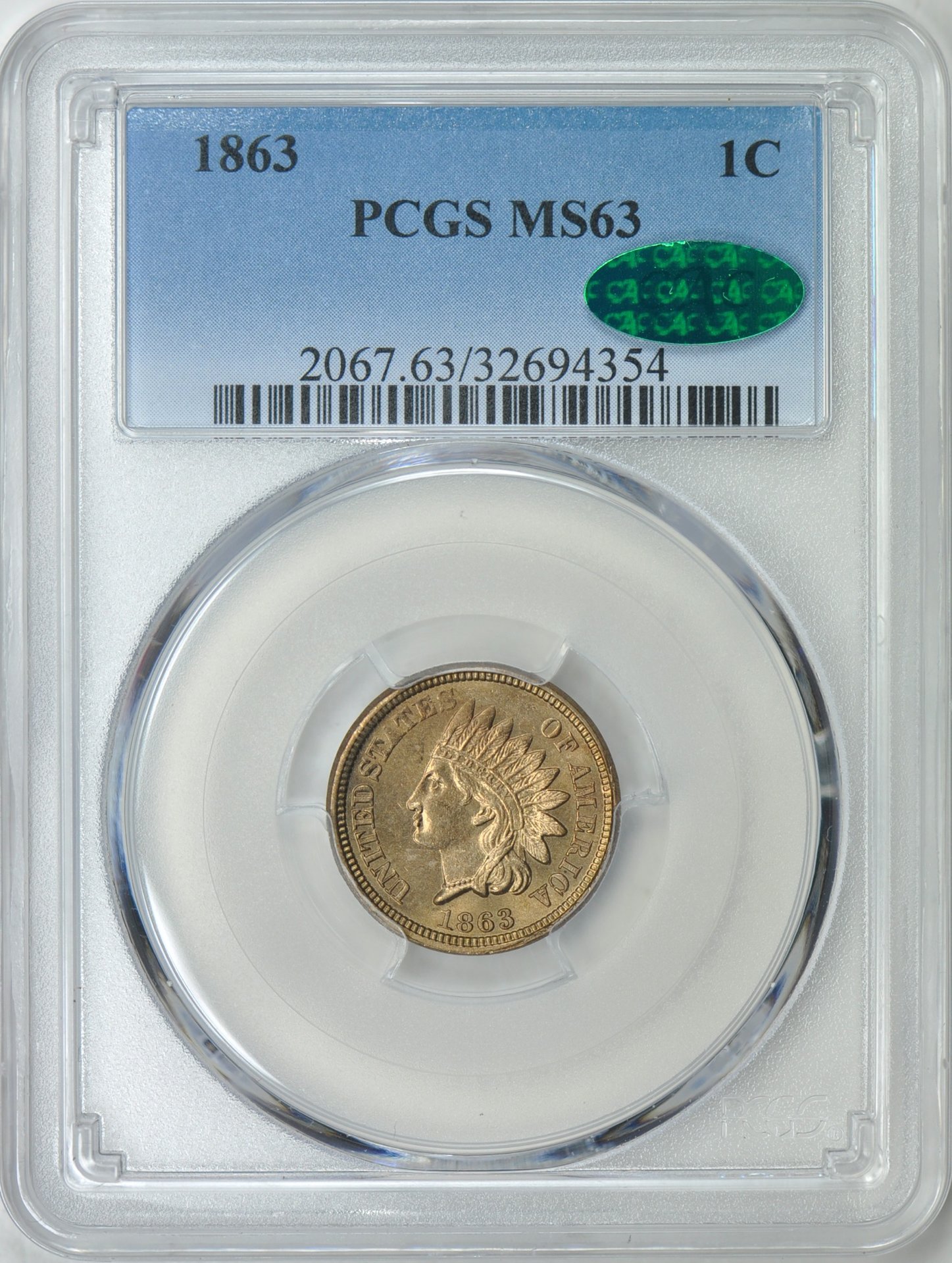 1863 PCGS MS 63 IHC CAC Green obv.jpg
