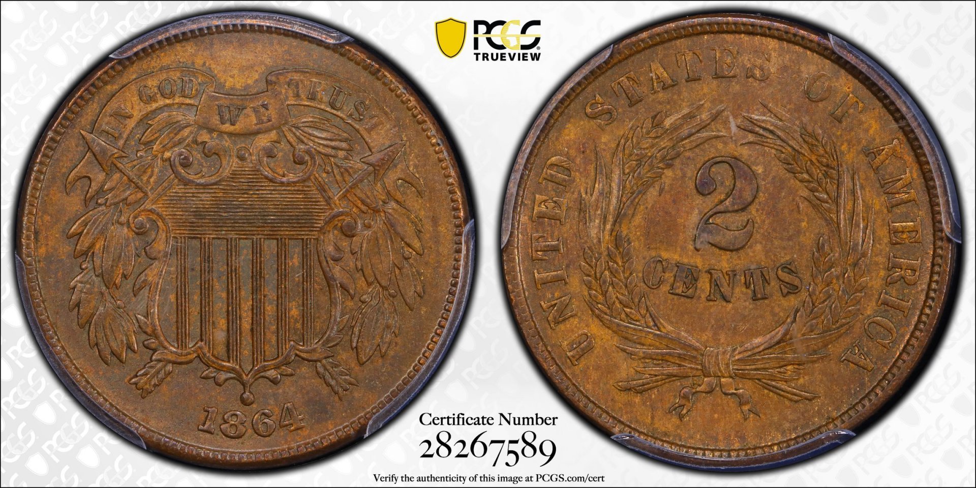 1864 2C Two-Cent Piece LARGE MOTTO PCGS MS62BROWN 28267589 CAC TrueView Full.jpg