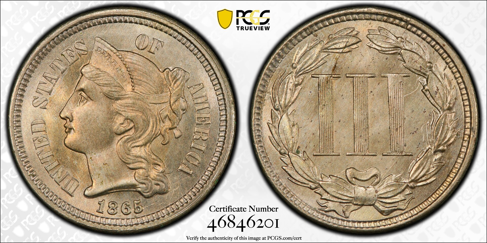 1865 3C THREE-CENT PIECE - COPPER-NICKEL PCGS MS64 46846201 CAC trueview MAX.jpg
