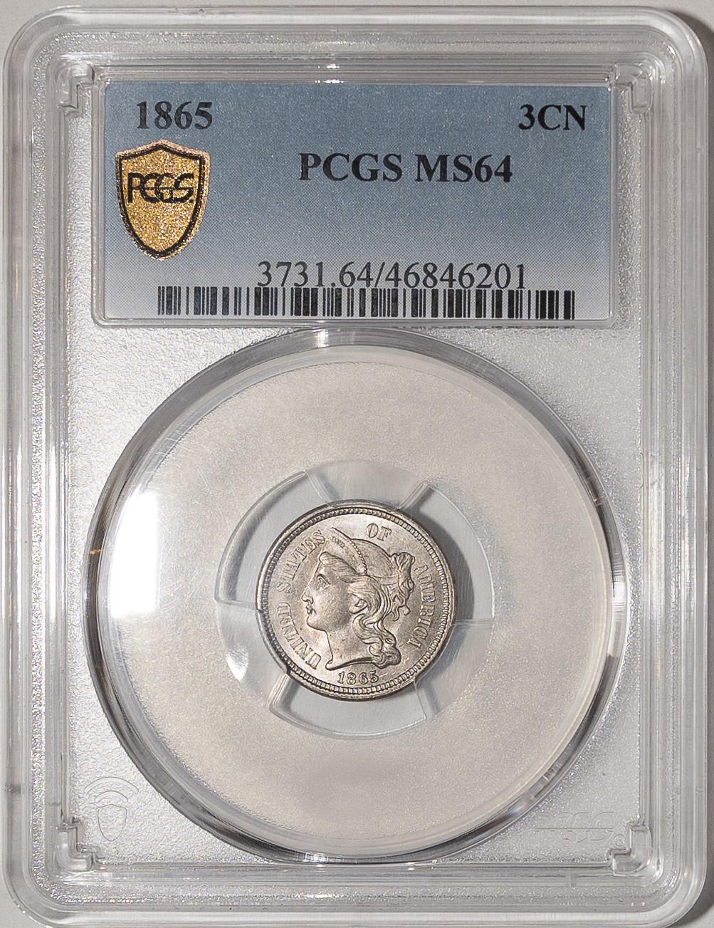 1865 3CN PCGS MS64 46846201 Obv Slab Cell Phone.jpg