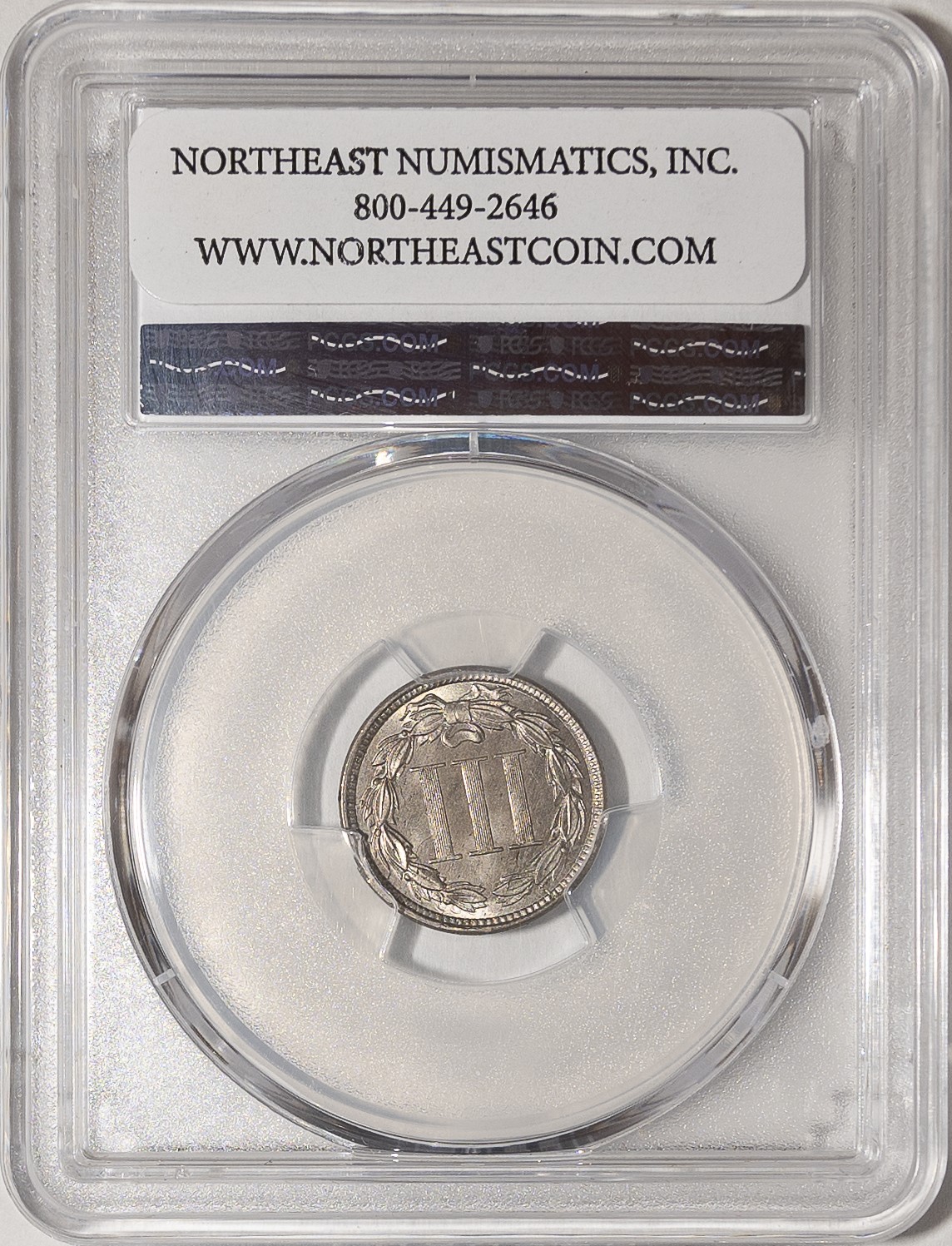 1865 3CN PCGS MS64 46846201 Rev Slab Cell Phone.jpg