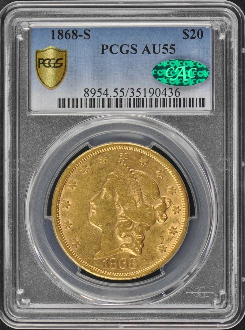 1868-S $20 gold, AU5, CAC.jpg