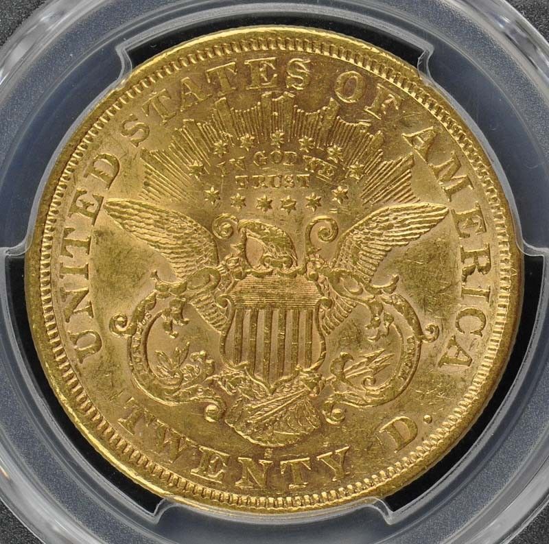 1868-S $20 gold, AU55, CAC, rev..jpg