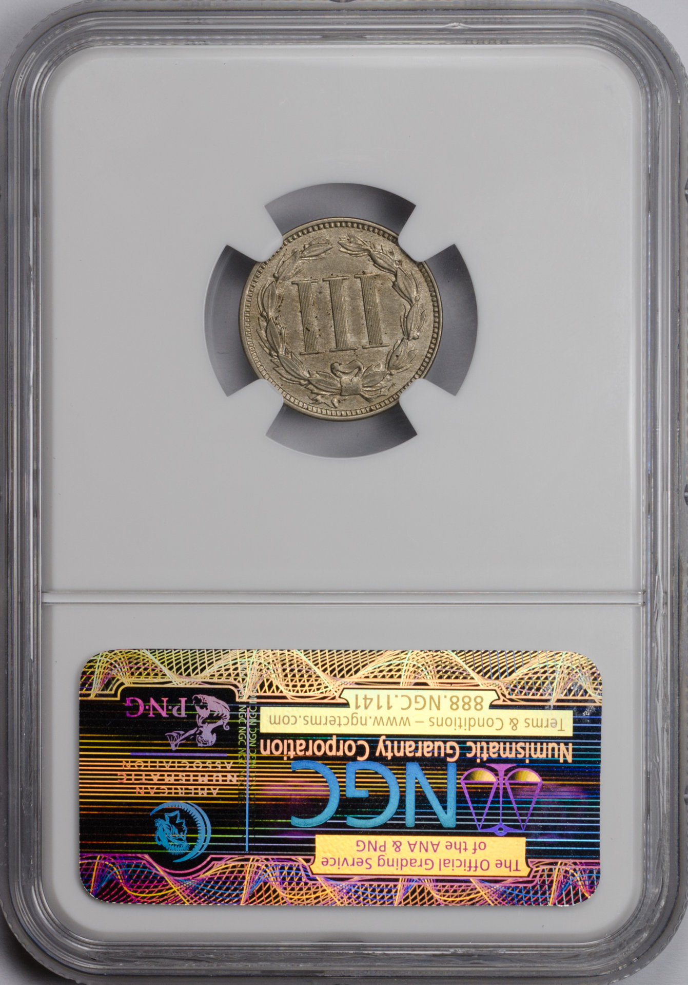 1869 3C THREE-CENT PIECE - COPPER-NICKEL NGC AU58 2037615-012 CAC Rev Slab.jpg