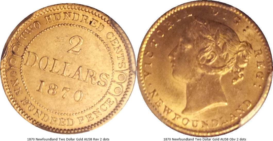 1870 Newfoundland Two Dollar Gold AU58 Obv2_ 2 dots-tile.jpg