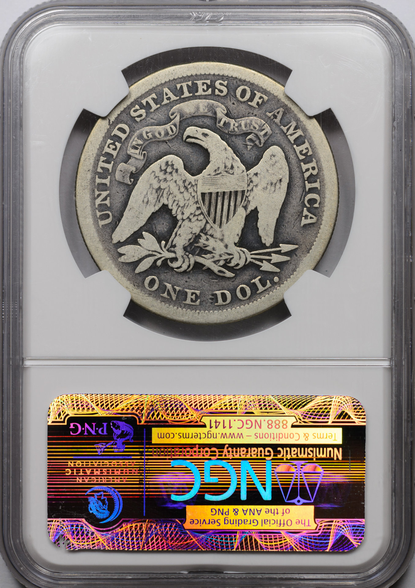 1872 $1 SILVER DOLLAR - SEATED LIBERTY, MOTTO NGC G4 3414764-007 CAC Rev Slab.jpg