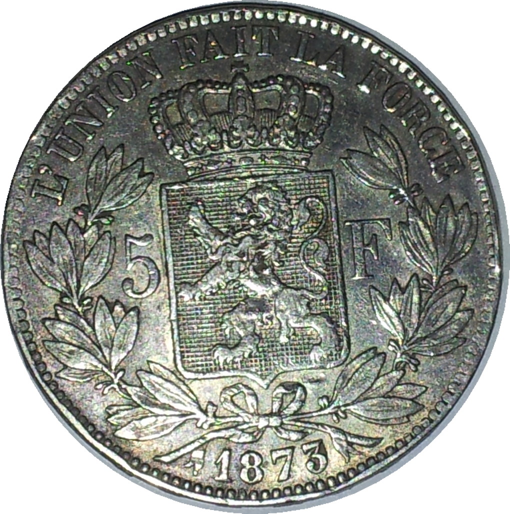 1873 Belgium 5 Franc Position A Rev.JPG