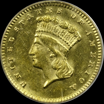 1874 GOLD DOLLAR - TYPE 3 PCGS MS 58, CAC Obv Slab.JPG