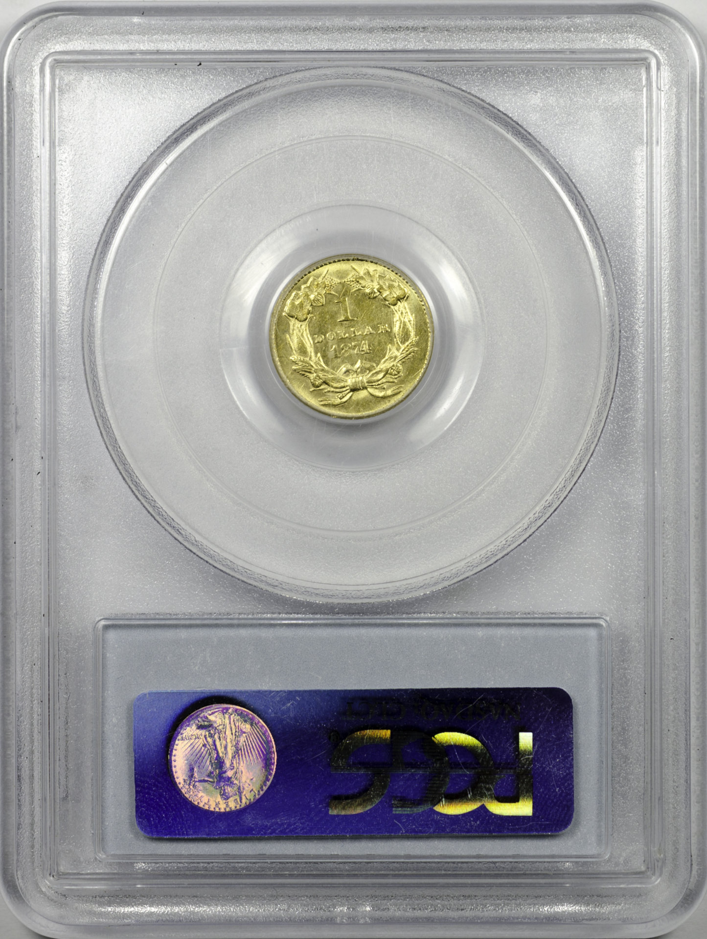1874 GOLD DOLLAR - TYPE 3 PCGS MS 58, CAC Rev Slab.JPG