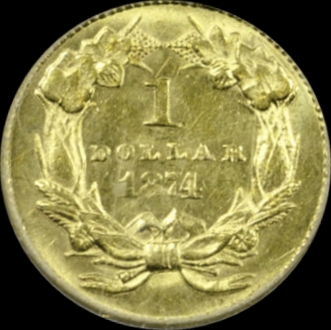 1874 GOLD DOLLAR - TYPE 3 PCGS MS 58, CAC Rev Slab.JPG