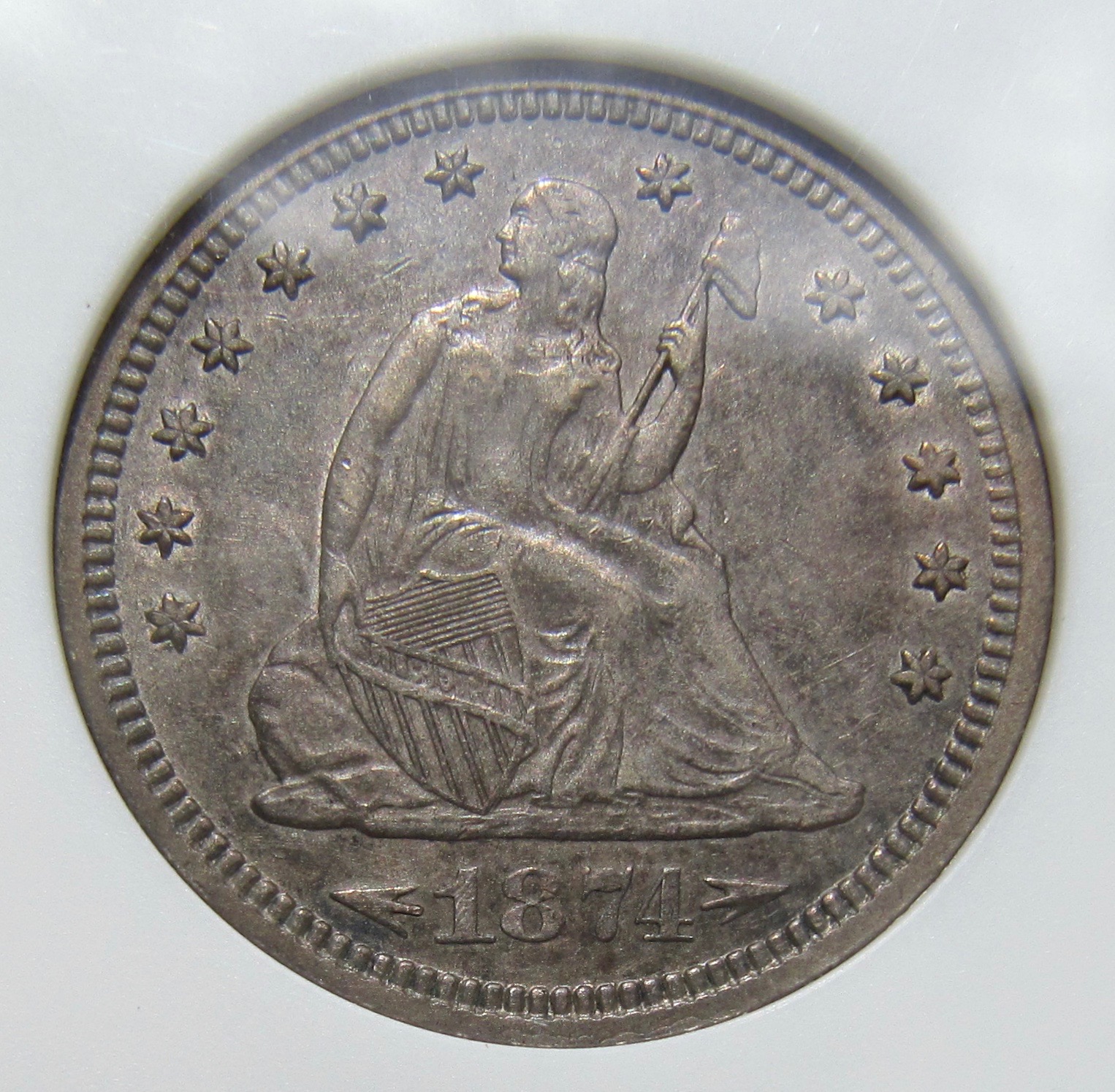 1874-S quarter AU 50 cleaned net EF40 OBV2 realistic colour - 1.jpg