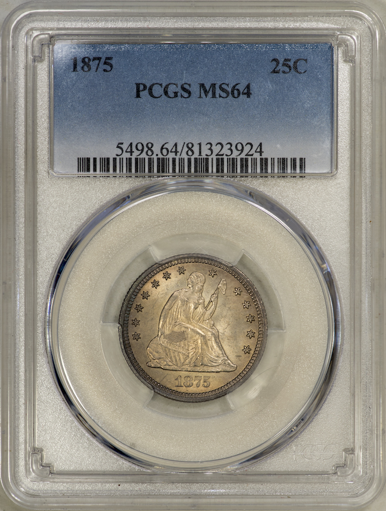 1875 Seated Liberty Quarter PCGS MS64 Slab - Obverse copy.jpg