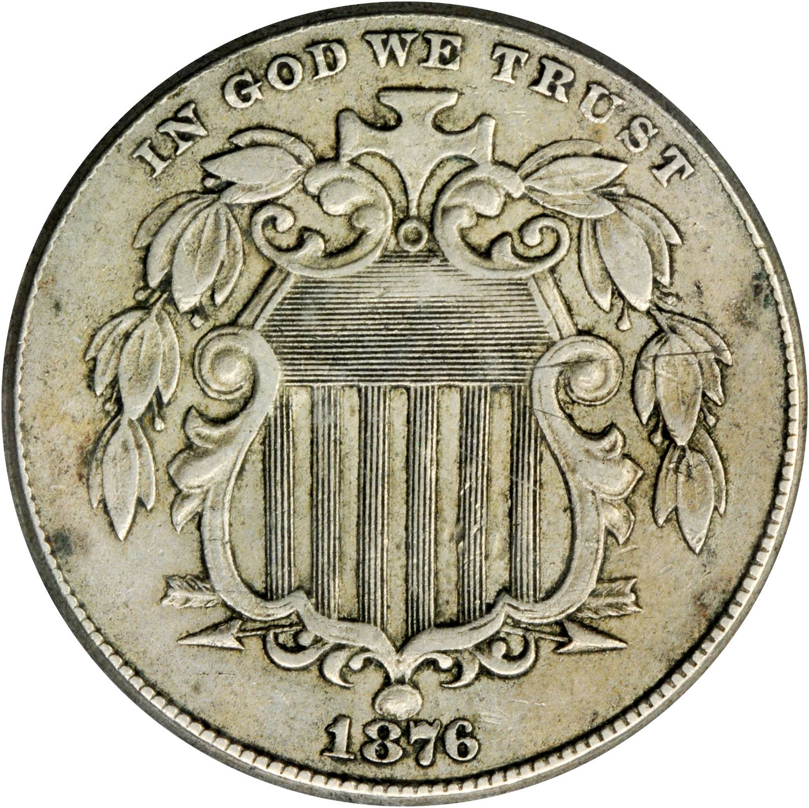 1876 5C Shield Nickel PCGS XF45 26831080 CAC Obv Slab StacksBowers.jpg